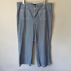 Talbots Size 16 Wide Leg Trouser Jeans - Railroad Stripe